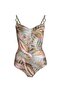 4312 Pink Green Balconette Gathering Swimsuit - 4