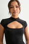 Button Detailed Cut Out Low Cut Crop Blouse Summer Stretchy Women's Top - 5
