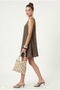 Women's Cody Soft Nubuck Cupra Woven Bell Cut Sleeveless Casual Khaki Short Dress - 3