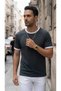 Men's Gray Colored T-Shirt with Crew Neck and Sleeve Trim Regular T-Shirt - 2