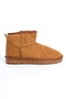 Th Colleciton Jolie Laceless Flat Sole Short Suede Women's Boots with Fur Inside - Tan - 36 - 6