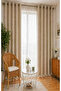 Beige Velvet Rustic Velvety Fabric Curtain - 2