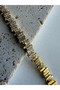Xuping Stamped Zigzag Stone Gold Color Steel Bracelet - 2