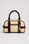 Brown Women's Mini Hand & Shoulder Bag – Canvas Textured, Stylish Lock Detail, Daily & Special Use