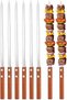 6 Pcs BBQ Skewers Set, Turkish Skewers with Wooden Handle, Stainless Steel Kebab Skewers - 5