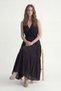 Black Voile Cotton Women's Midi Dress - 3