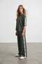 Women's khaki crew neck snap closure interlock knit tracksuit set alc-x13486 - 2