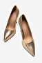 Short Platform Heeled Women's Thin Heeled Shoes Nicola Gold Crocodile - 5