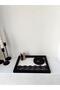Modern Black Wooden Tray with Lace Detail 34X24 cm |   Decorative Presentation Stand & Board - 3