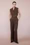 High Waist Wide Leg Pleated Brown Trousers - 3