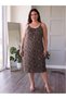 Plus Size Woven Viscose Midi Length Patterned Dress with Rope Straps