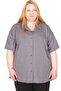 Mode XL Real Big Size Women's Gomlek Apas Collar K.Kol U26380 Fume