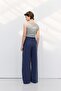 Wide Pleated Trousers Navy Blue - 4