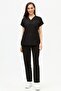 Nova V-Neck Black Lycra-Free Thin Fabric Women's Nurse Doctor Uniform Set