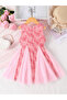 Girls Floral 3D Textured Sleeveless Mesh Dress - 2