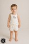 Unisex Salt & Sand Printed 100% Cotton Baby Kids Athlete Shorts Set with Piping Detail - 2