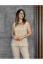 Women's Strappy Round Neck Viscose Two Thread Blouse and Sweatpants Double Set - 2