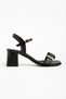 S-481 Black Ankle Strap Buckle Detailed Wide Heeled Women's Sandals - 5