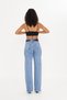 Women's Blue Wide Leg Jean Pants – High Waist 100% Cotton Wide Leg - 3