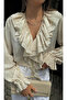 Ruffle Detailed Lace-Up Design Long Sleeve Shirt - 2