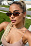 Women's Dikdortgen Sun Glasses Uv400 Leopard Cerceve Brown Glasses Modern Sik Design
