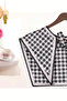 Puşi - شال كتف نسائي فاخر بنمط كوفي - وشاح ياقة بنمط كايزاوت (Houndstooth) باللونين الأسود والأبيض - 3