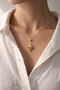 Women's Gold Color Steel Chain Star Necklace with Pink Stone Minimal Stylish Elegant Gift - 2