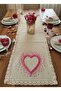 100% Handmade Embroidered Vintage Laced Natural Linen Fabric Heart Themed 30X90 cm Runner