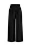 4907 Women's Scarf Collar Draped Blouse Wide Leg Pants Set Black - 3