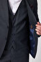 Minaldo Men's Navy Blue Pointed Collar Polyviscon Fabric Jacket+Pants+Vest Slim Fit Suit - 5