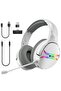 سماعة رأس للألعاب Smash RGB - سماعات رأس لاسلكية وسلكية بتقنية البلوتوث مع ميكروفون (أبيض)