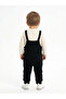 Baby Boy Black Salopet Suit with Bow Tie - Cool Bear Embroidered Cotton Set of 2 - 2