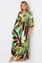 Women's Plus Size Colorful, Gipe Elastic Detail, Batwing Sleeve, V-Neck Dress 65N39491 - 6