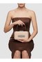 Beige Color Z.A.R.A. Satin Crystal Stone Embroidered Chain Women's Evening Dress Bag Wedding Engagement Graduation