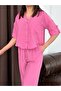 Women's High-Waisted Front-Cut Trousers - Single Pocket Shirt Linen Set - 3