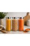 3 Pieces 1300Cc Metal Vacuum Lid Glass Spice Storage Jar Set - 2