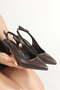 Brown Leather Pointed Toe Open Back 5 cm Goggle Heel New Season - 4
