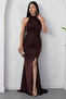 Halter Neck Slit Glitter Dress Drp0013 - 6