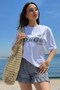 Women's Milano Riviera Straw Mesh Shoulder Bag Paris Milano Embroidered Beige – Large Size, Summer Style - 3