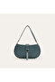 Women's Gray Blue Handbag with Stitching Detail
