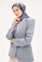 Velora Scarf Brush Flower Pattern Petrol Blue 90X90