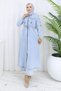 Hooded Waist-Tied Denim Set Ice Blue 19235