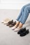Pavia Black Tulle Embroidered Beaded Belted Premium Ballerinas - 5