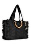 Women's Straw Tassel Bamboo Handle Black Women's Shoulder Bag - 5