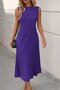 Women's Sleeveless Crew Neck Front Ribbed Long Viscose Dress