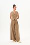 Coffee Linen Vest and High-Waisted Wide-Leg Pants Eden Set - 8