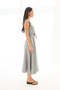 Smoked Color A-Line Mid-Length Front Buttoned Belted Viola Dress - 6