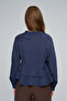 Women's Striped Judge Collar Shirt with Ruffled Hem - 5