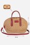 Lina Genuine Leather Handle Oval Knitted Bag Claret Red - 2