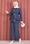 Belden Allerlli Gold Brooch and Trousers Two-Piece Suit Indigo - 4
